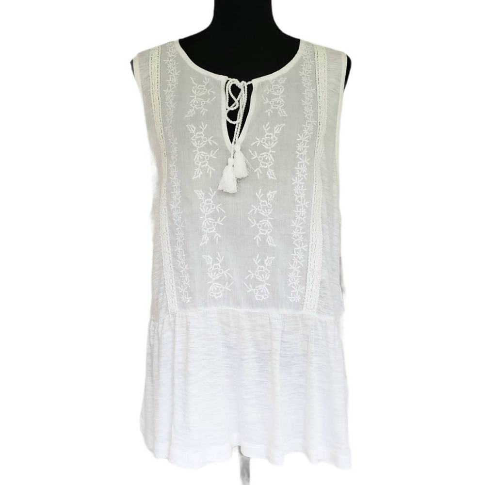 🆕 Lucky Brand Boho Peasant Embroidered Top